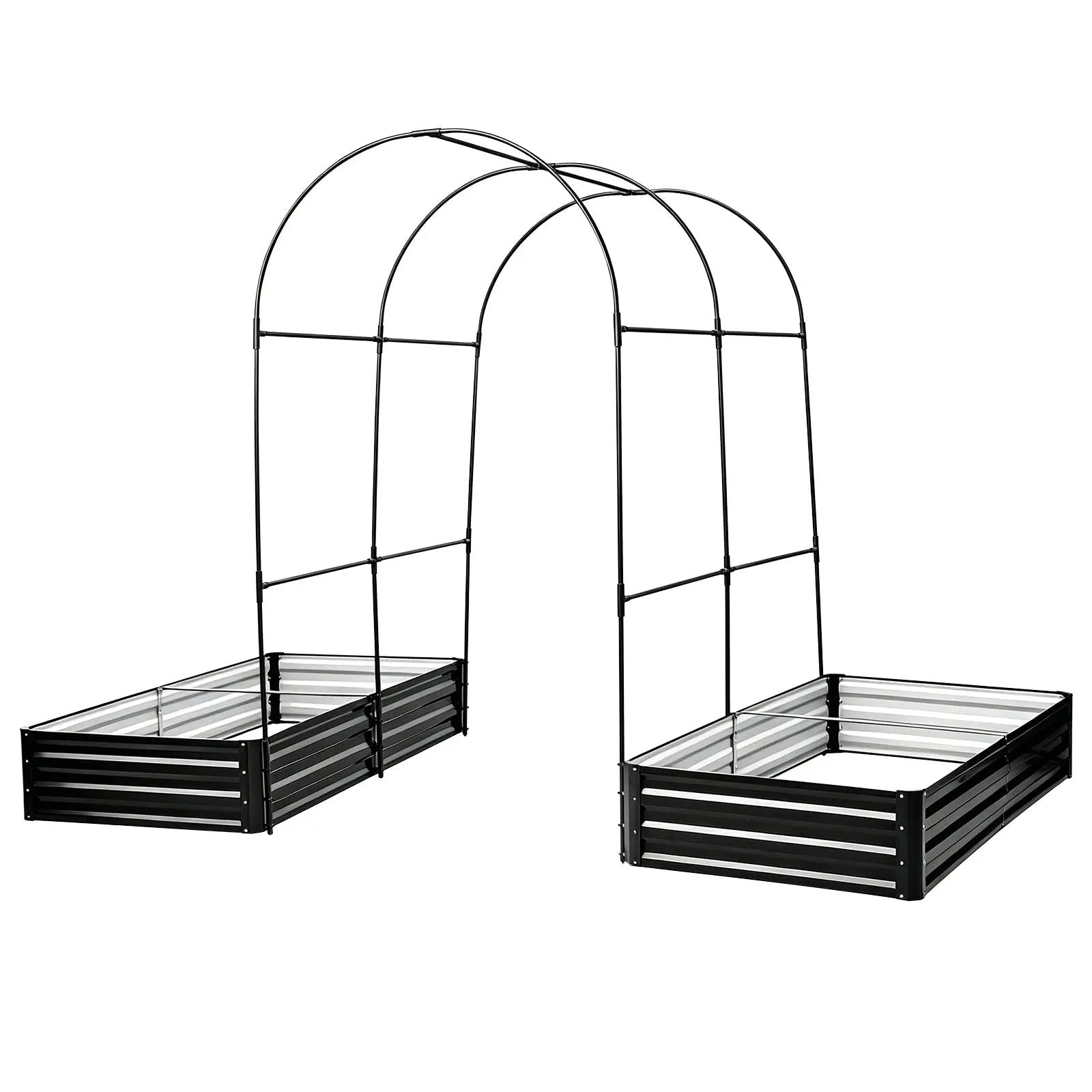 Raised Garden Bed with Arch Trellis, 2 Pack Metal Planter Boxes by HouseOfZazla