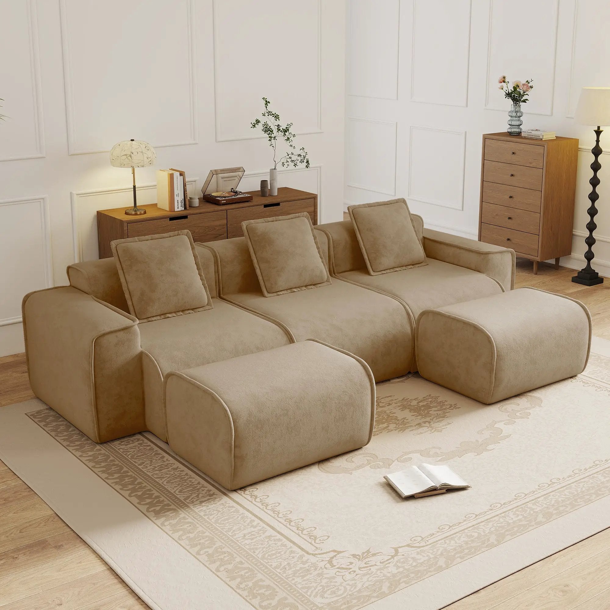 Streamlined Design Modular 3 Seat U Shape Sectional Boneless Sofa by HouseOfZazla