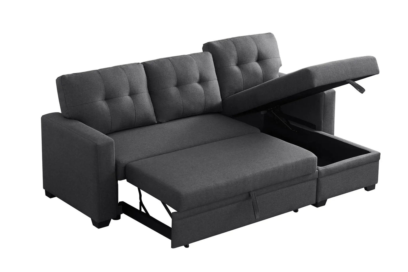 Upholstered Pull Out Sectional Sofa With Chaise by Unique Piece Furniture