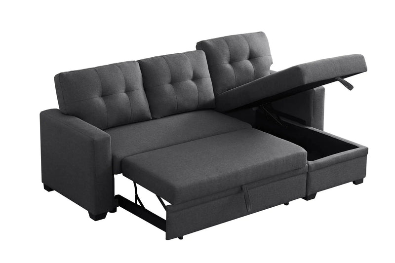 Upholstered Pull Out Sectional Sofa With Chaise by HouseOfZazla