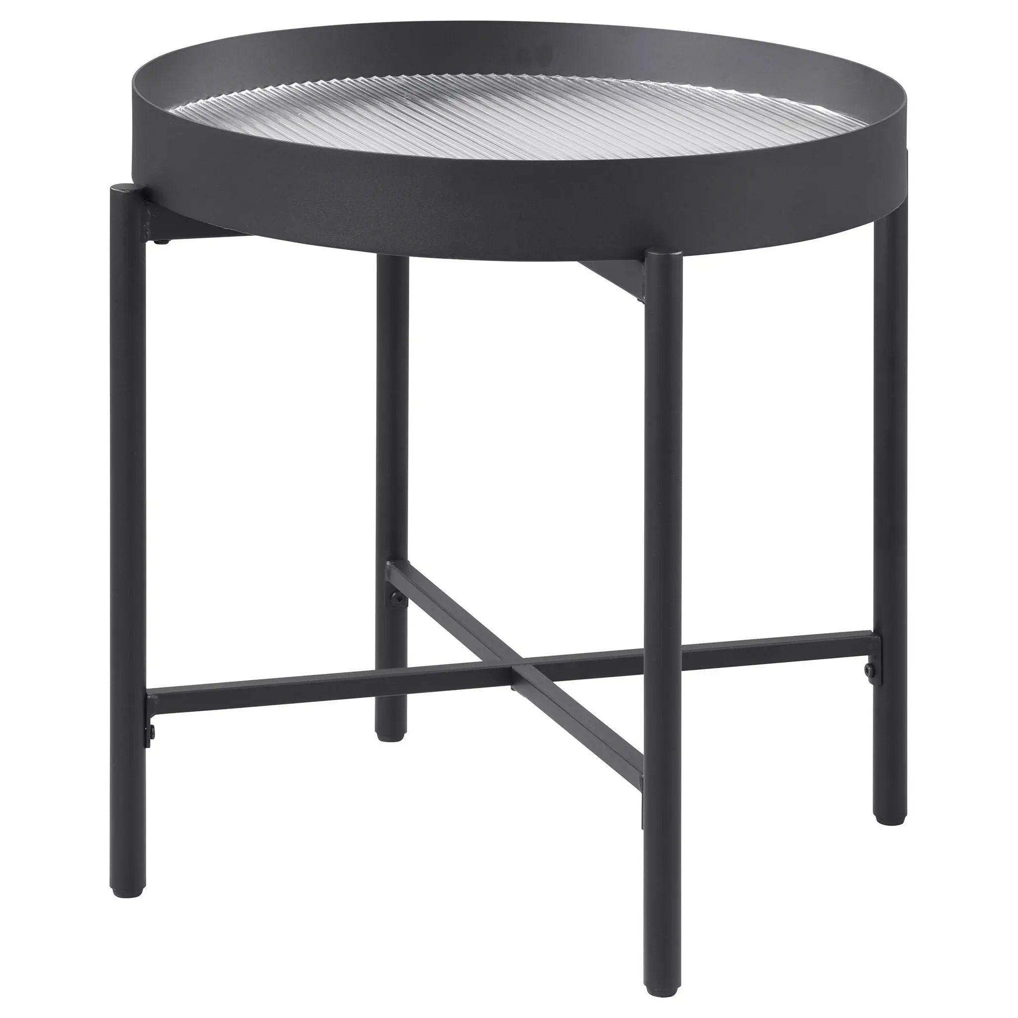 Ozella Round End Side Table with Recessed Top Sandy Black by Unique Piece Furniture