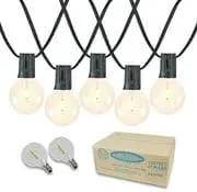 Novelty Lights 100 Feet G40 LED Patio String Lights with 67 Bulbs, Warm White, Weather Resistant and Shatterproof Replaceable Plastic Globe Bulbs, Black Wire by GreenHaven Gardens