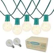 Novelty Lights 25 Feet G40 LED Patio String Lights with 25 Bulbs, Warm White, Weather Resistant and Shatterproof Replaceable Plastic Globe Bulbs, Green Wire by GreenHaven Gardens