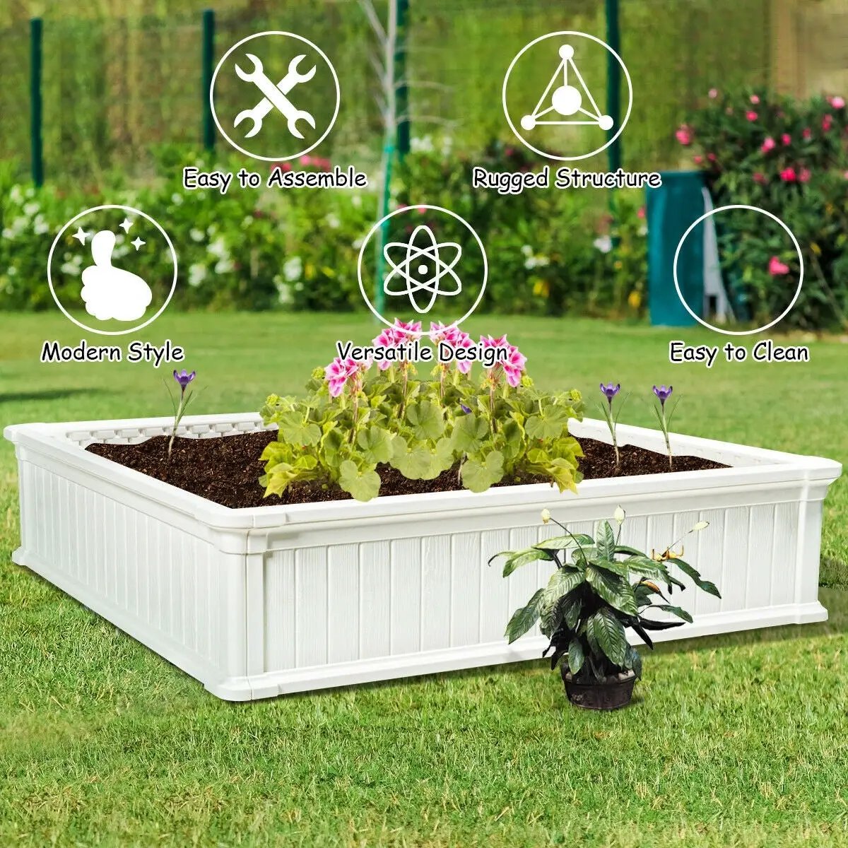 48 Inch Raised Garden Bed Planter for Flower Vegetables Patio, photo 12 of 16