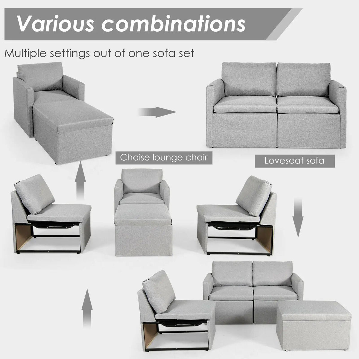 Convertible L-Shaped Sectional Sofa Couch with Reversible Chaise, photo 15 of 24