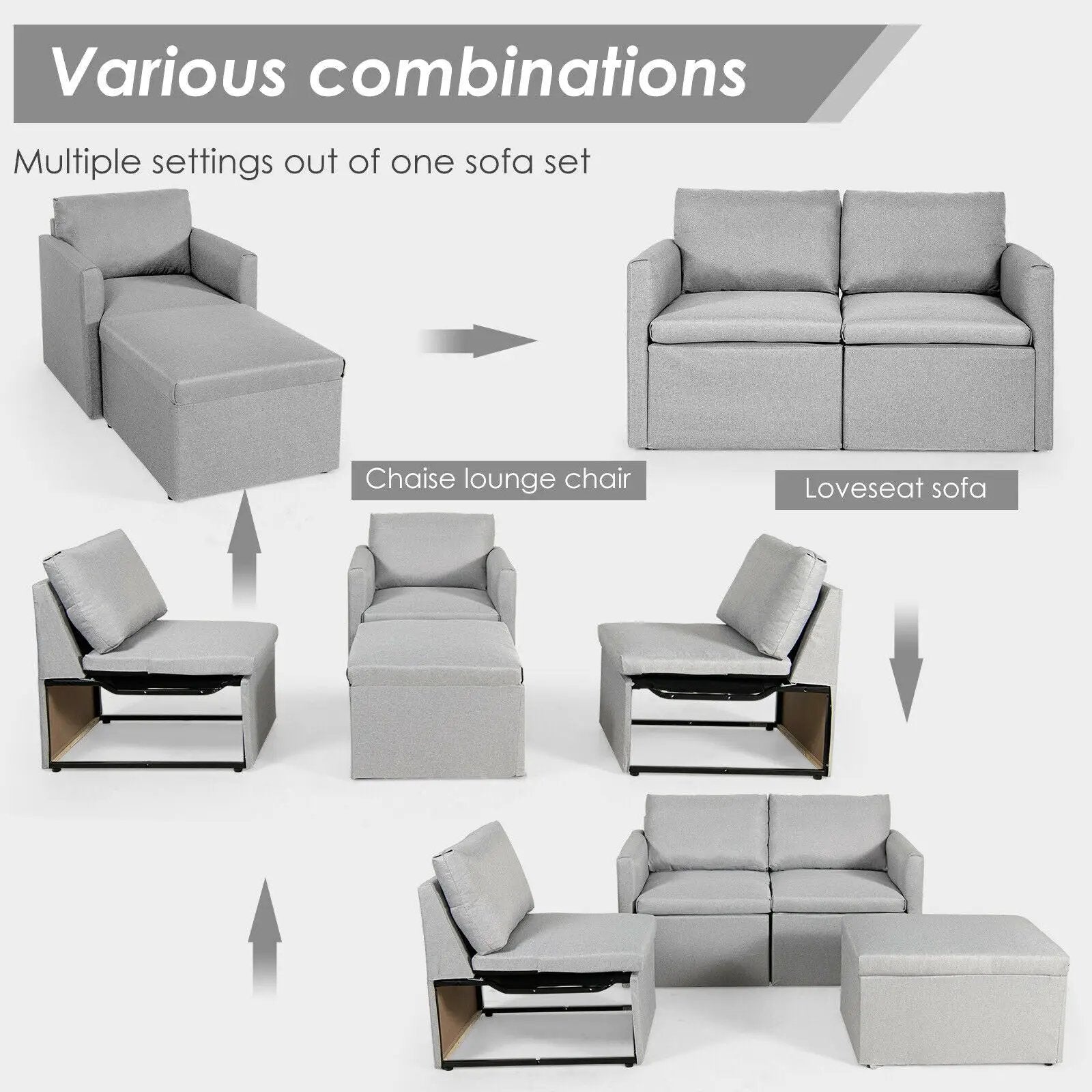 Convertible L-Shaped Sectional Sofa Couch with Reversible Chaise by DirectDeals