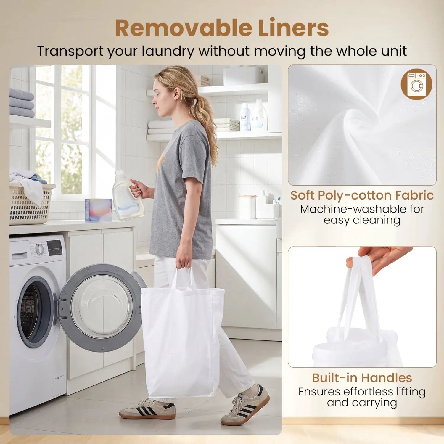 3-Section Laundry Hamper with Lid and Wheels - 21.4 Gal by DirectDeals
