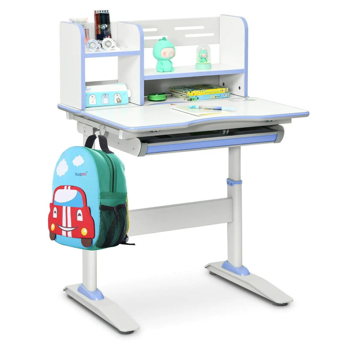 Kids Multifunctional Writing Desk with Tilt Desktop and Book Shelf, photo 6 of 16