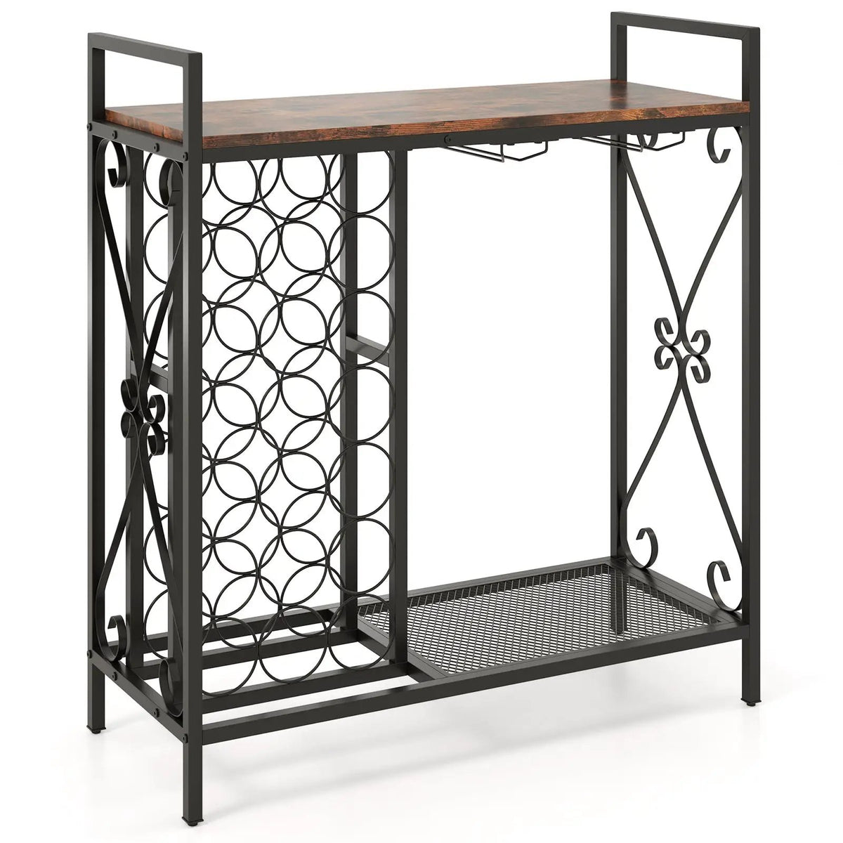 21 Bottle Wine Rack Freestanding Floor Wine Bottle Organizer with Glass Holder, photo 3 of 9
