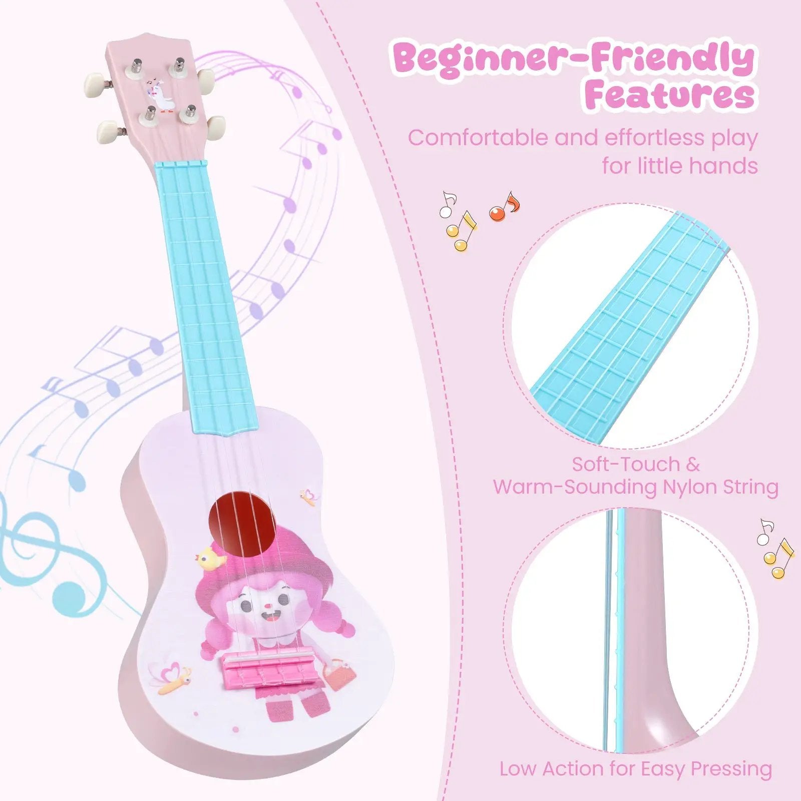 21 Inch Children Mini Ukulele with 4 Nylon Strings and 12 Frets by DirectDeals