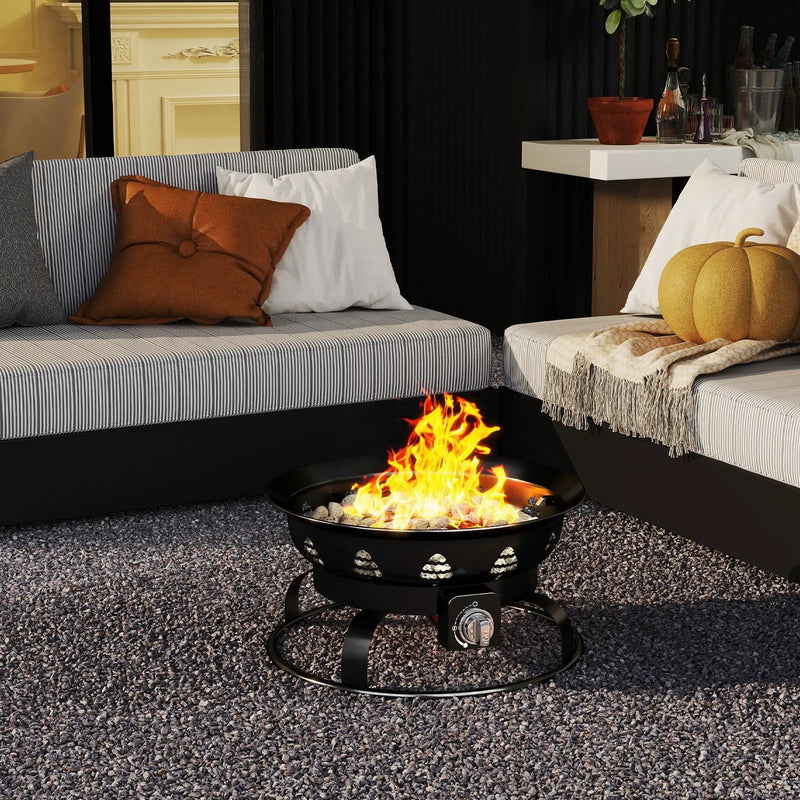 21 Inch Diameter Propane Gas Fire Pit Patio Portable Fire Bowl-Black by DirectDeals