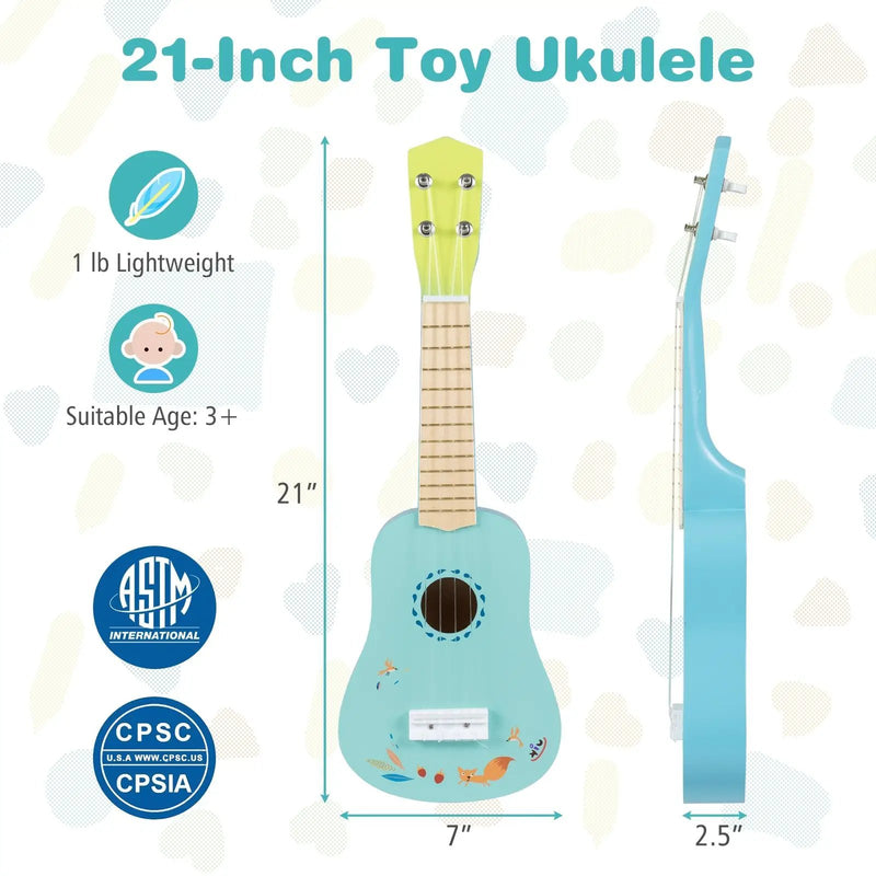 21 Inch Ukulele Guitar for Kids with Basswood Body for 3+ Years Old by DirectDeals