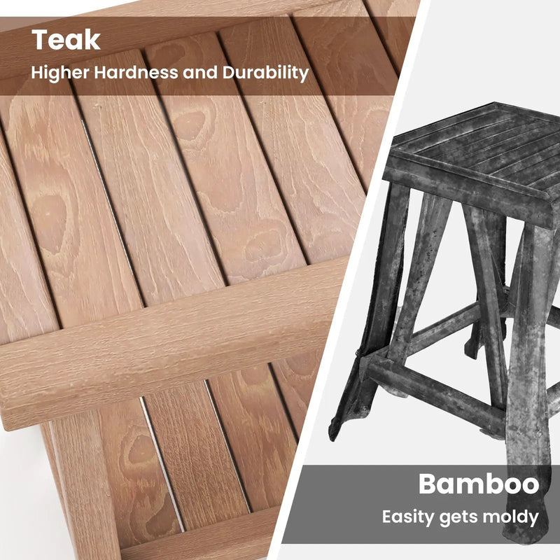 21 Inches Teak Shower Bench with Storage Shelf by DirectDeals