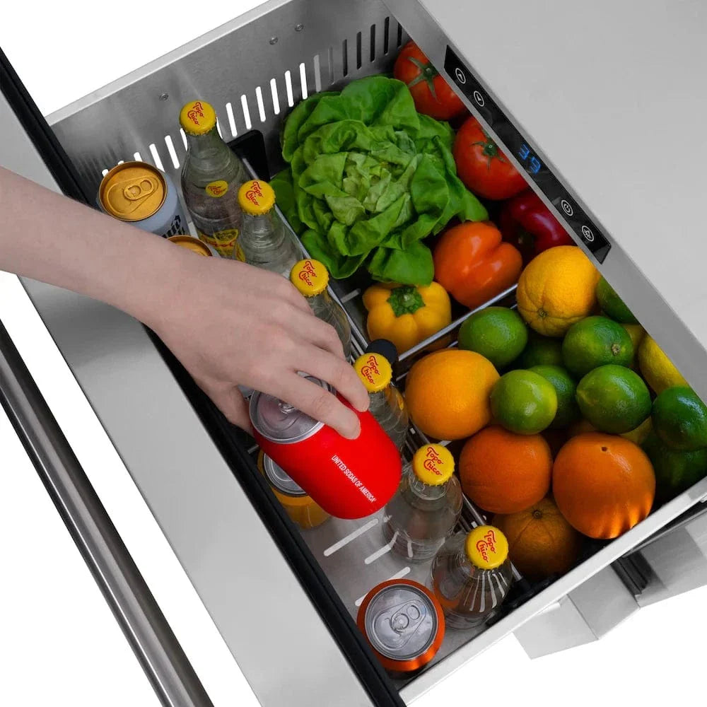 ZLINE 24" Touchstone 168 Can Outdoor-Rated Dual Refrigerator Drawer, Stainless Steel, RDSO-ST-24 by Farmhouse Kitchen and Bath