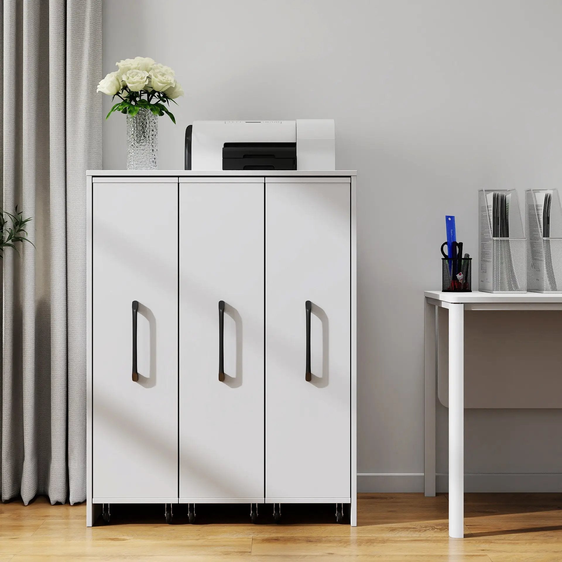 3 Tier Bookcase with Three Pulled Out Doors and Wheels by HouseOfZazla