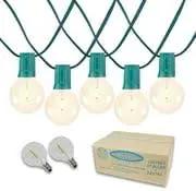 Novelty Lights 100 Feet G40 LED Patio String Lights with 67 Bulbs, Warm White, Weather Resistant and Shatterproof Replaceable Plastic Globe Bulbs, Green Wire by GreenHaven Gardens