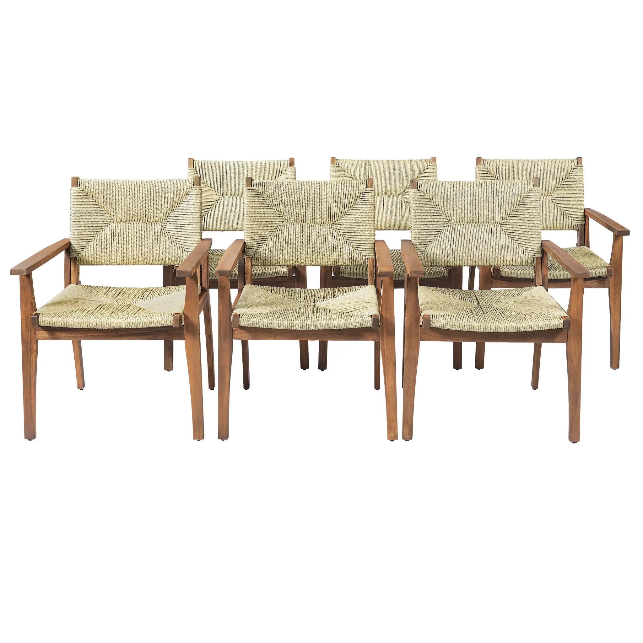 Durable Outdoor Dining Chair with Acacia Wood Frame and Wicker Seat by HouseOfZazla
