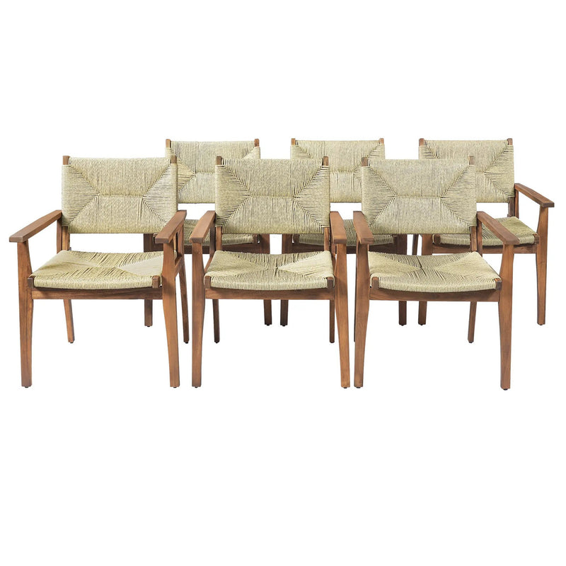 Durable Outdoor Dining Chair with Acacia Wood Frame and Wicker Seat by HouseOfZazla