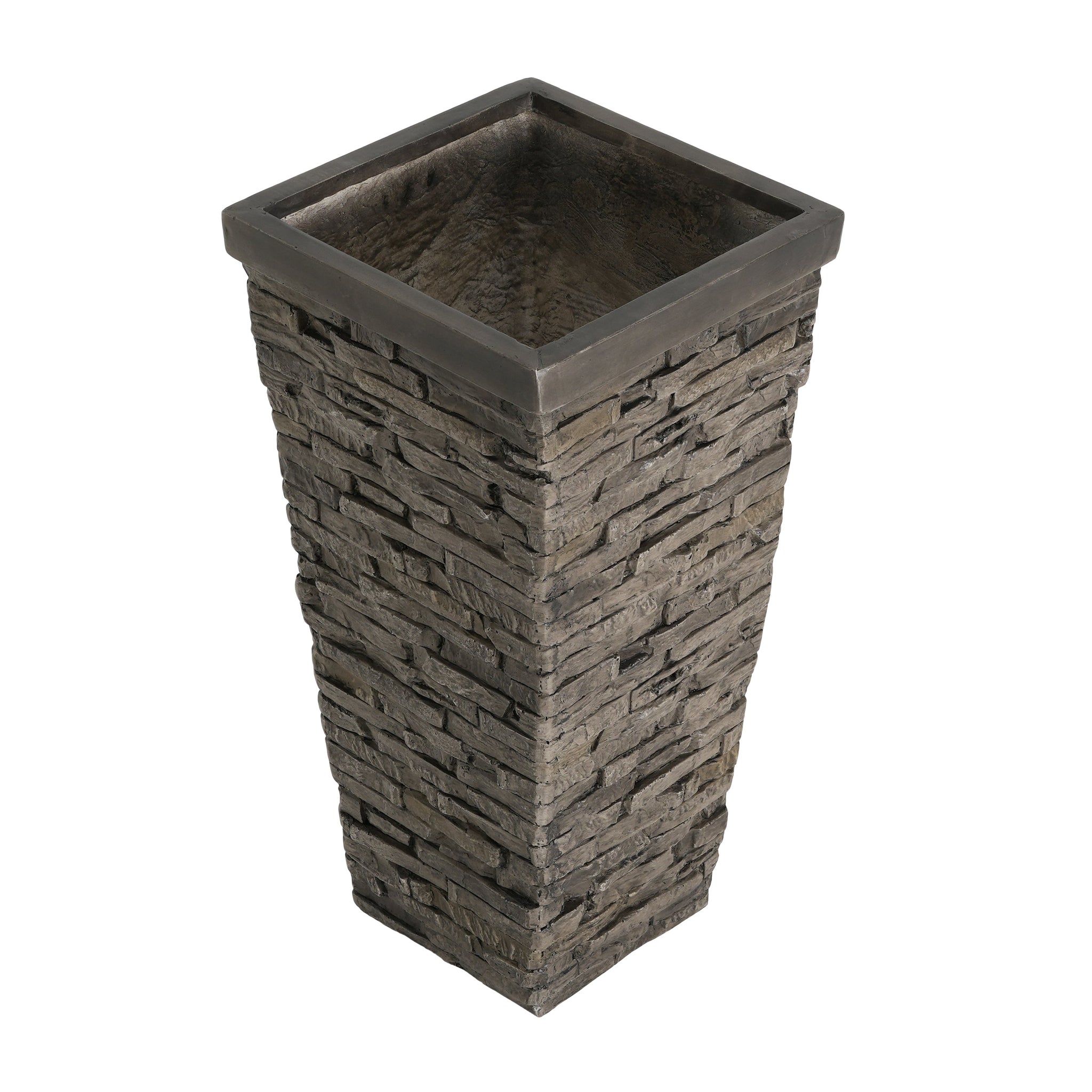 Tall Stone-Effect Square Planter by HouseOfZazla