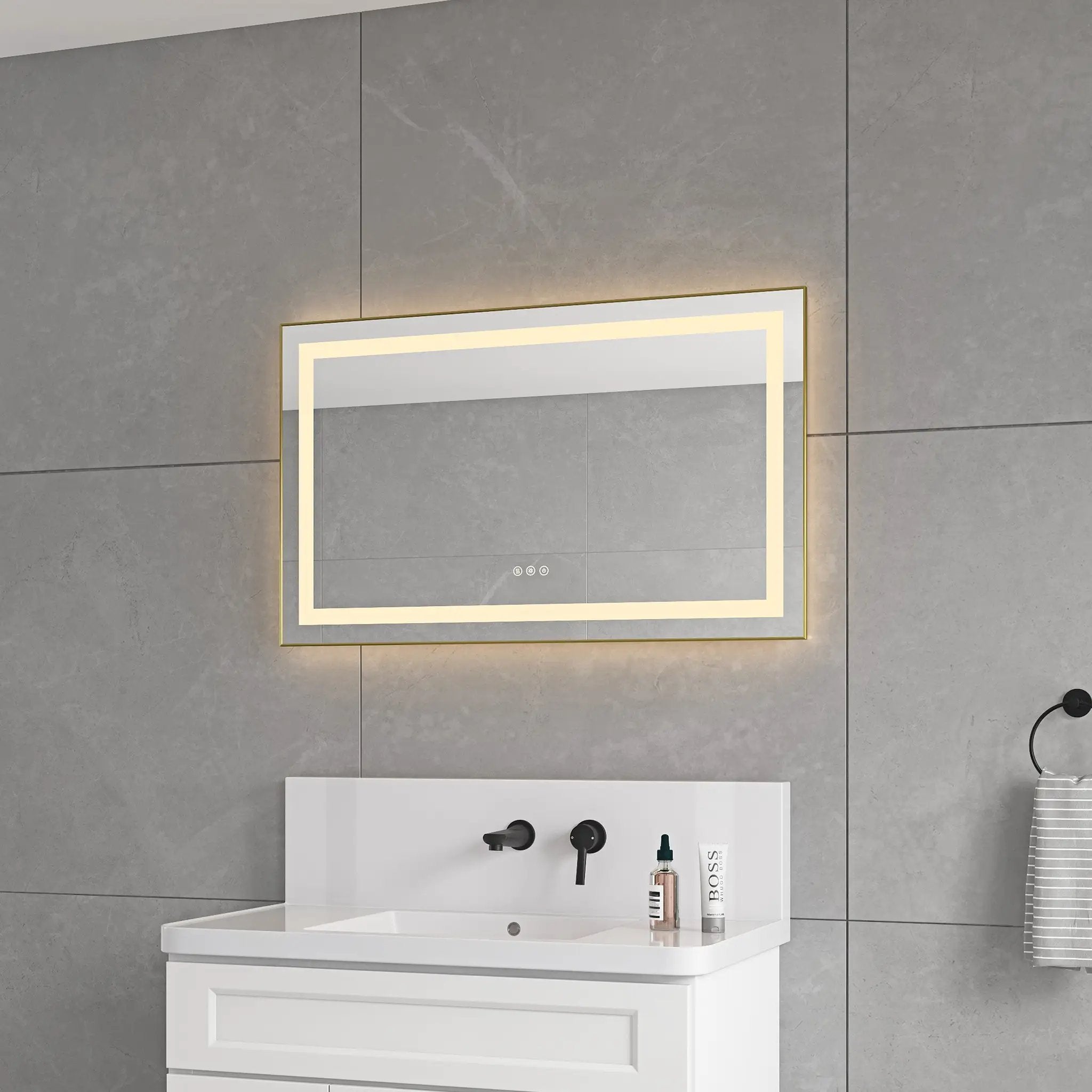 40 x 24 Inch LED Bathroom Mirror With Front And Backlight by HouseOfZazla