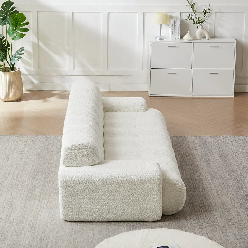 87.4-Inch Cloud Series Minimalist Button-Tufted Square Arm Three-Seater Sofa by HouseOfZazla