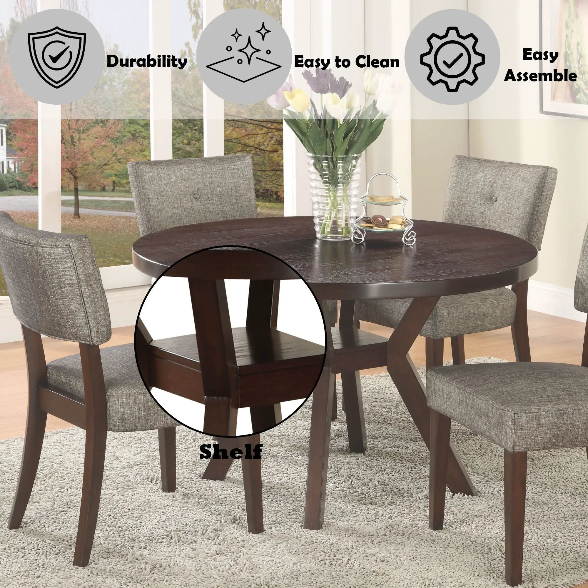 Drake - 5 Pieces Dining Room Set - Espresso / Gray by Unique Piece Furniture