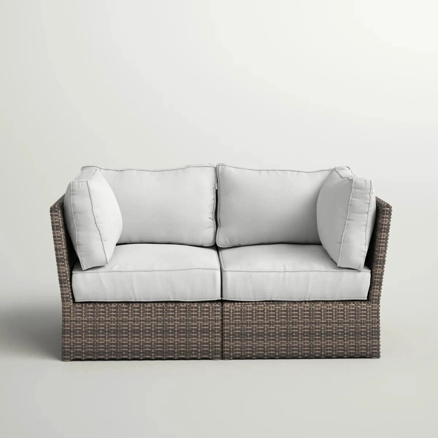 Modern Patio Wicker Loveseat With Cushions by Unique Piece Furniture