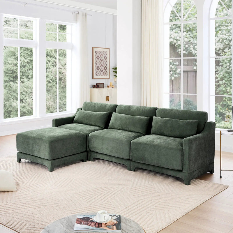 Stylish Sofa With Ottoman And Lumbar Pillows, Ergonomic Design by HouseOfZazla