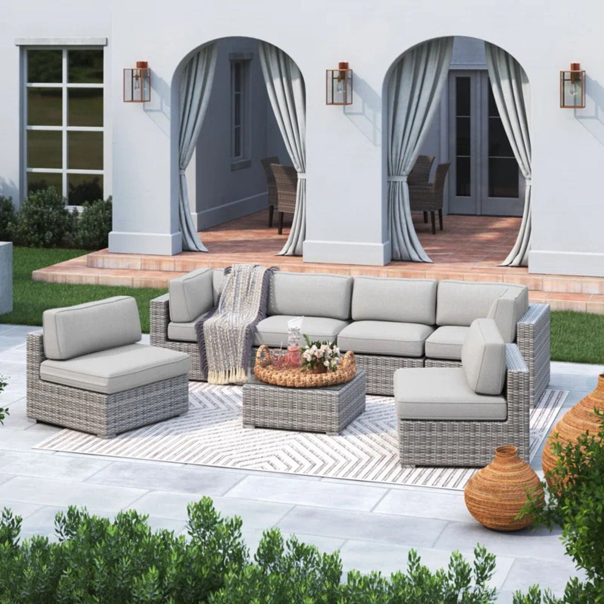 Outdoor Wicker Seating Group With Cushions, photo 9 of 38