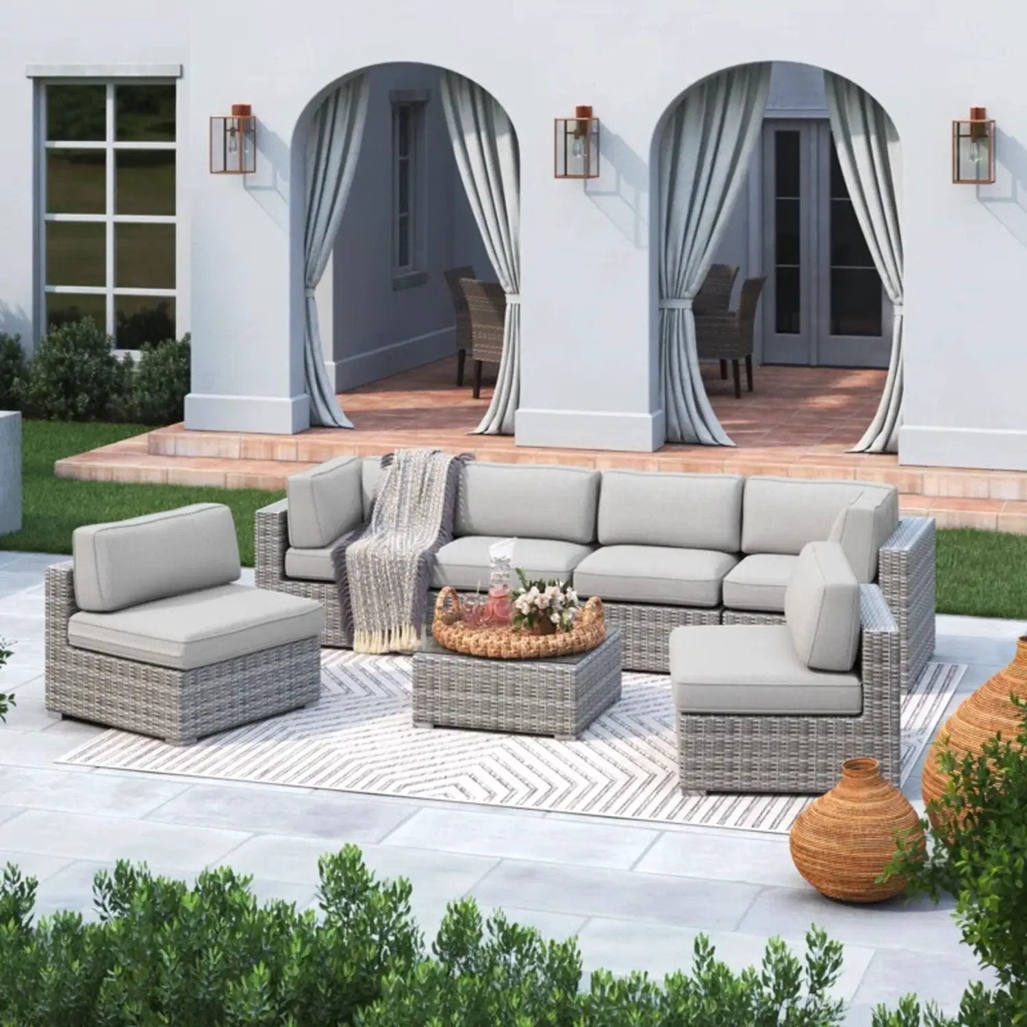 Outdoor Wicker Seating Group With Cushions by Unique Piece Furniture