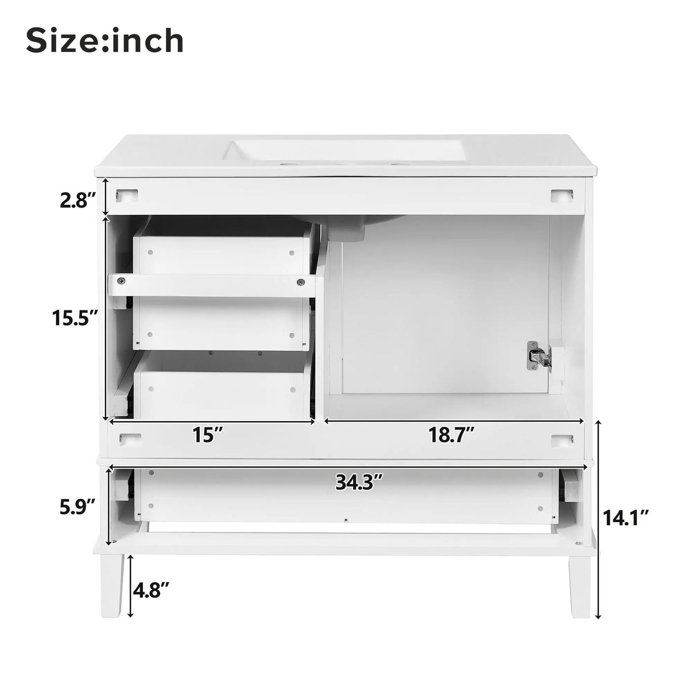 Bathroom Vanity, Modern Bathroom Cabinet With Sink Combo Set, Bathroom Storage Cabinet With A Soft Closing Door And 3 Drawers, Solid Wood Frame by Unique Piece Furniture
