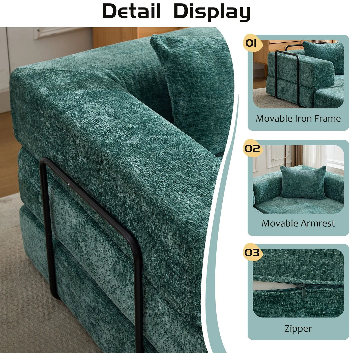 Convertible Floor Sofa Bed, Boneless Modular Sectional Sofa For Living Room by Unique Piece Furniture