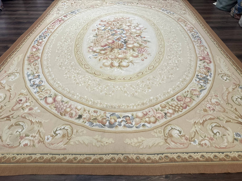 Aubusson Rug 9x12, French European Design, Floral, Elegant by Jewel Rugs
