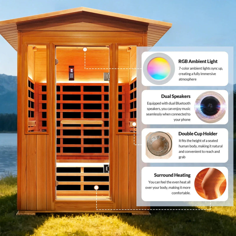 Outdoor Double Red Cedar Far Infrared Sauna Room by HouseOfZazla