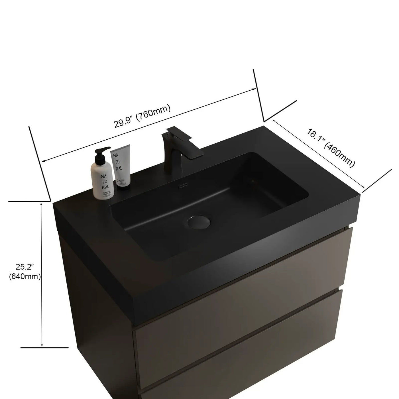 Alice - Bathroom Vanity With Sink, Large Storage Wall Mounted Floating Bathroom Vanity For Modern Bathroom, One-Piece Sink Basin Without Drain And Faucet by HouseOfZazla