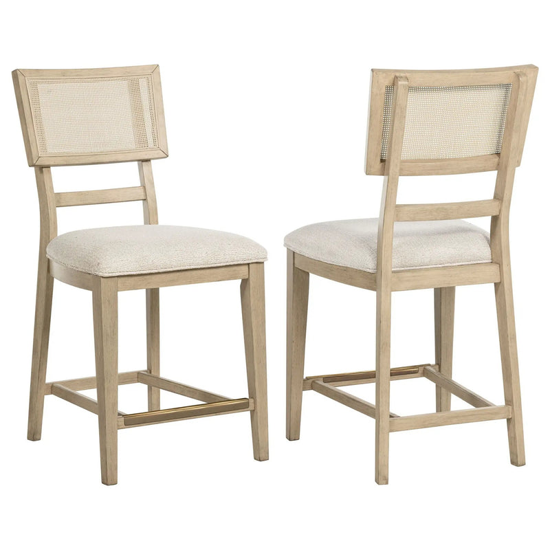 Kailani Rattan Cane Counter Side Chair Beige Oak (Set of 2) by Unique Piece Furniture