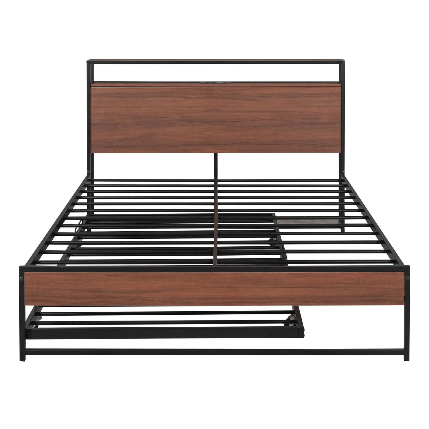 Platform Bed Frame With Trundle, USB Ports And Slat Support, No Box Spring Needed by Unique Piece Furniture