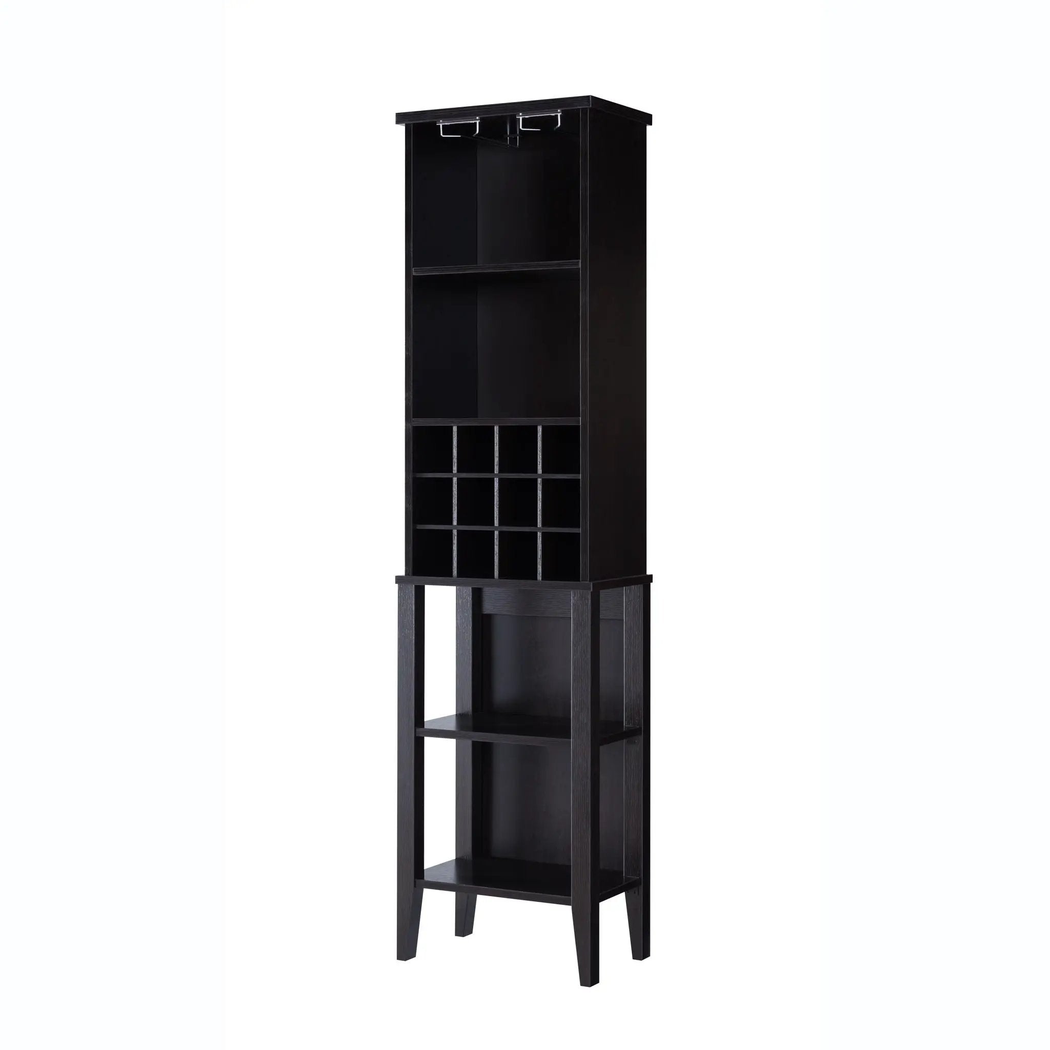 Wooden Wine Bottle Rack Metal Wine Glass Rack Four Shelves - Red Cocoa / Espresso by HouseOfZazla