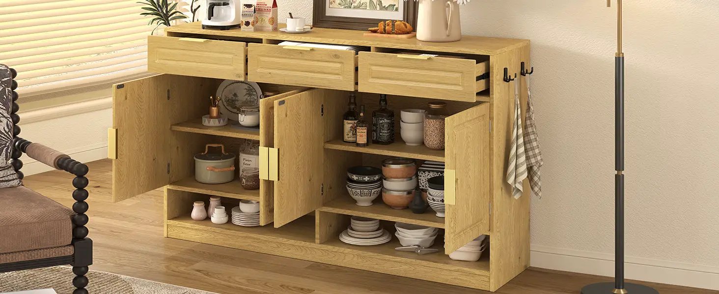 U-Style Farmhouse Sideboard with 3 Drawers & 4 Doors by HouseOfZazla