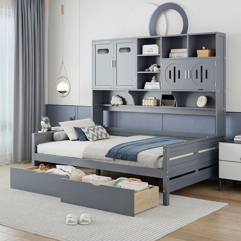 Daybed With All-In-One Cabinet And Shelf by HouseOfZazla