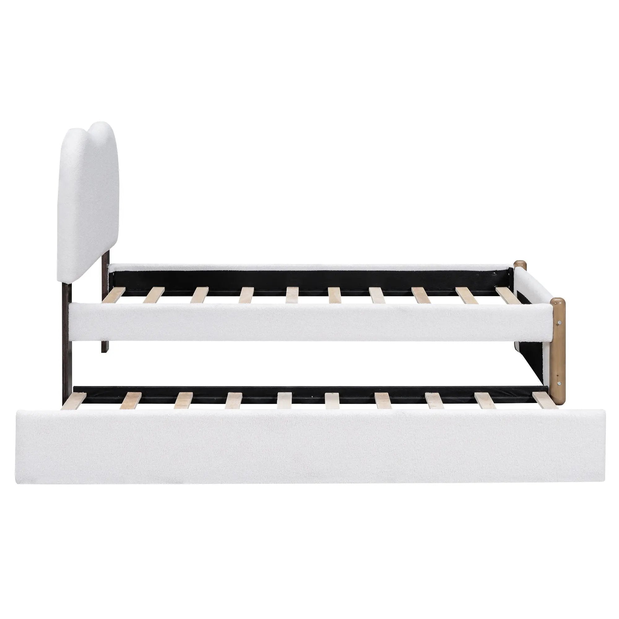 Upholstered Platform Bed With Wood Supporting Feet And Trundle by Unique Piece Furniture