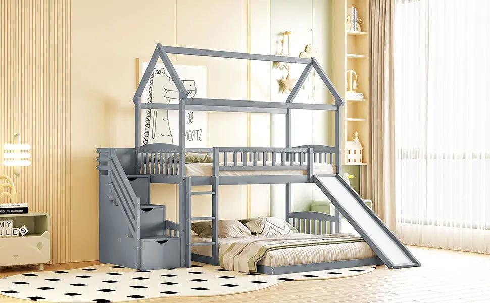 House Bunk Bed With Slide by HouseOfZazla