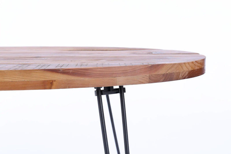 Oval Natural Reclaimed Wood Foldable Cocktail Table For Your Living Room - Natural by Unique Piece Furniture