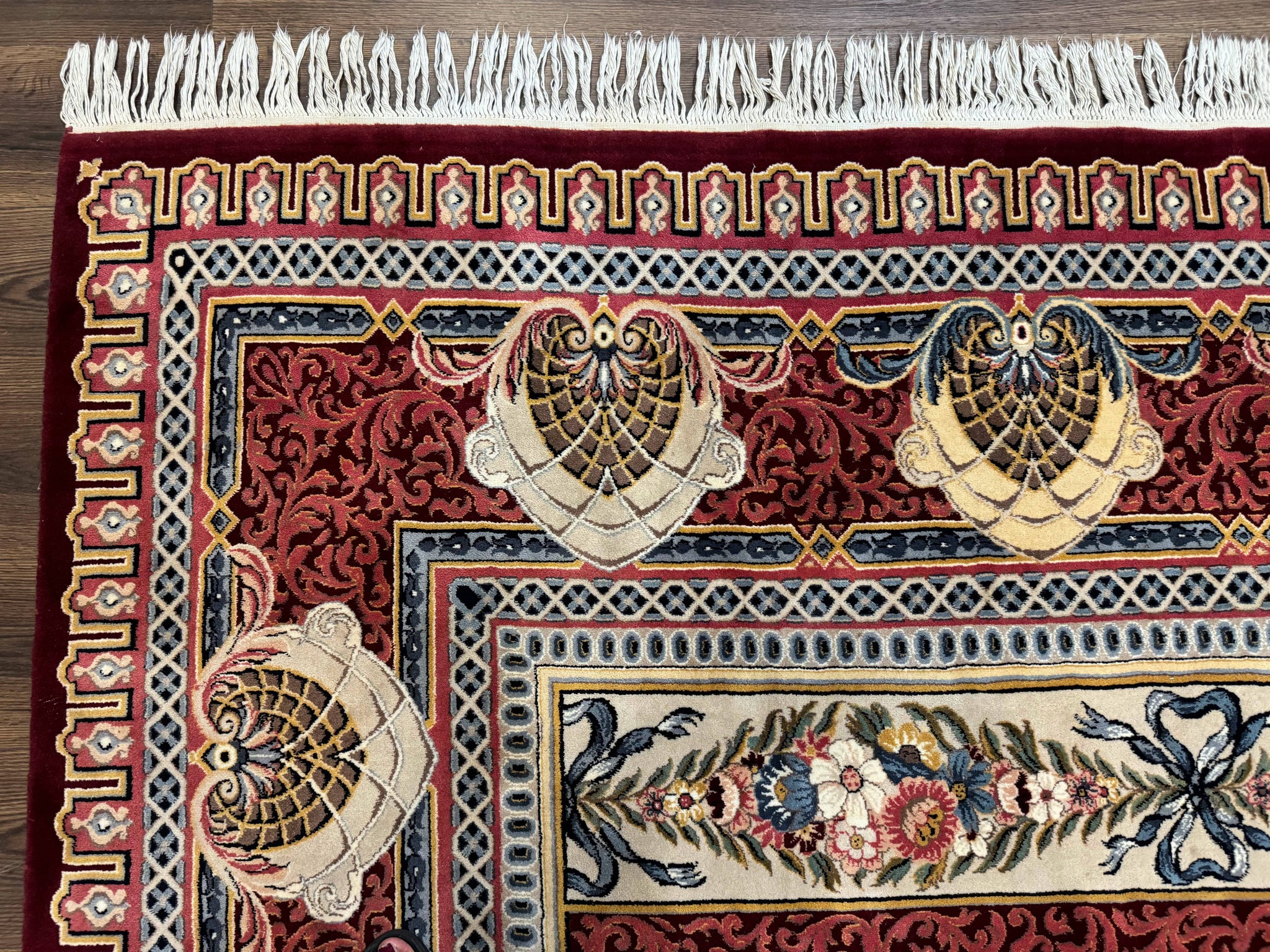 Wonderful Aubusson Rug 10x14, Red Maroon, Elegant, Fine 200 KPSI by Jewel Rugs