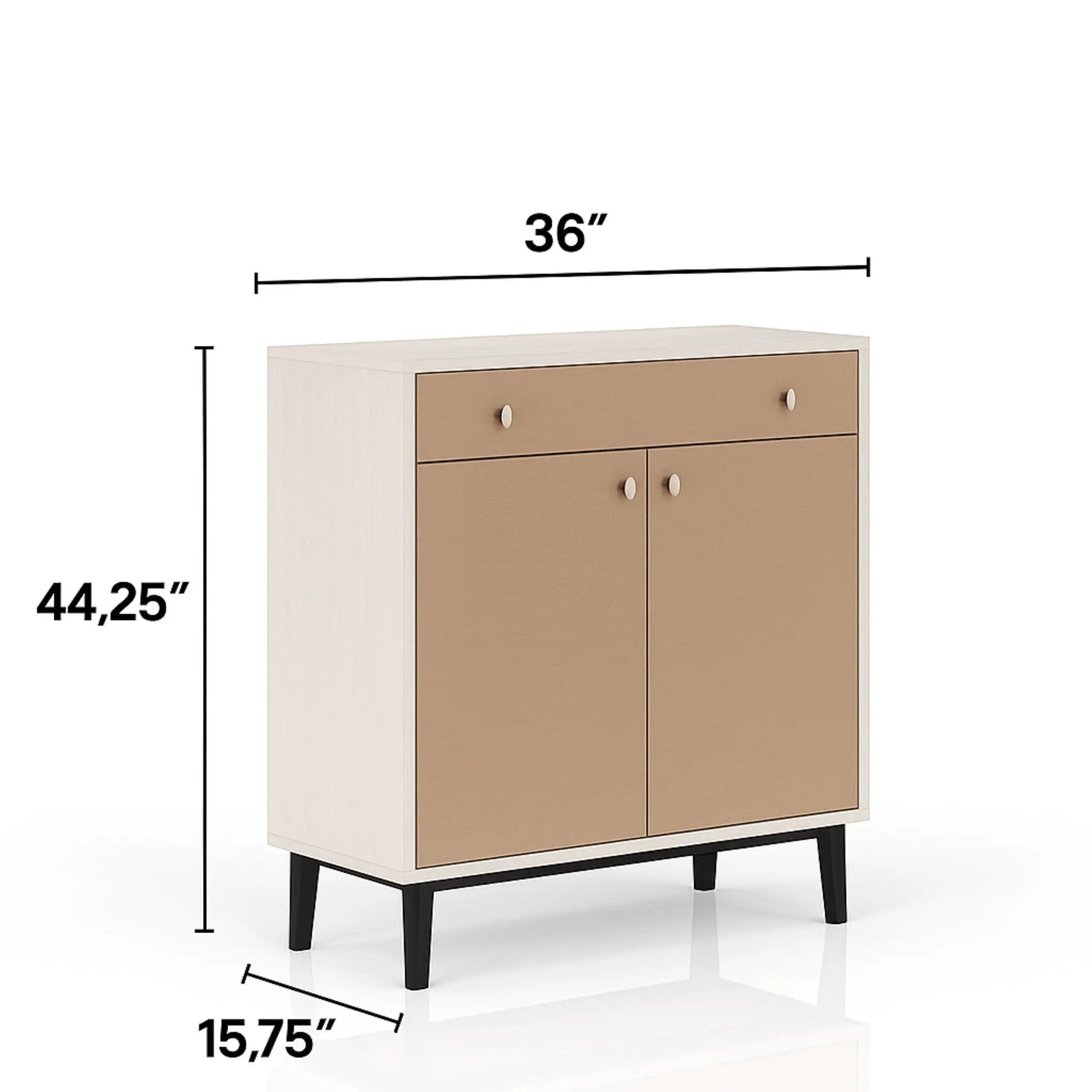 Bar Cabinet With Large Storage - White / Pecan by Unique Piece Furniture