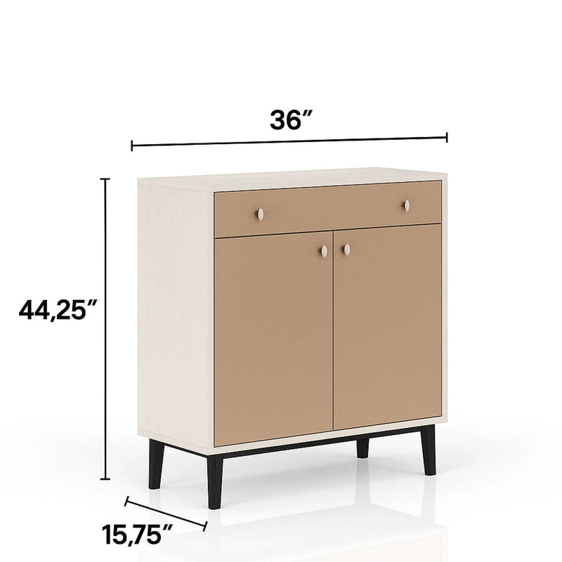 Bar Cabinet With Large Storage - White / Pecan by Unique Piece Furniture