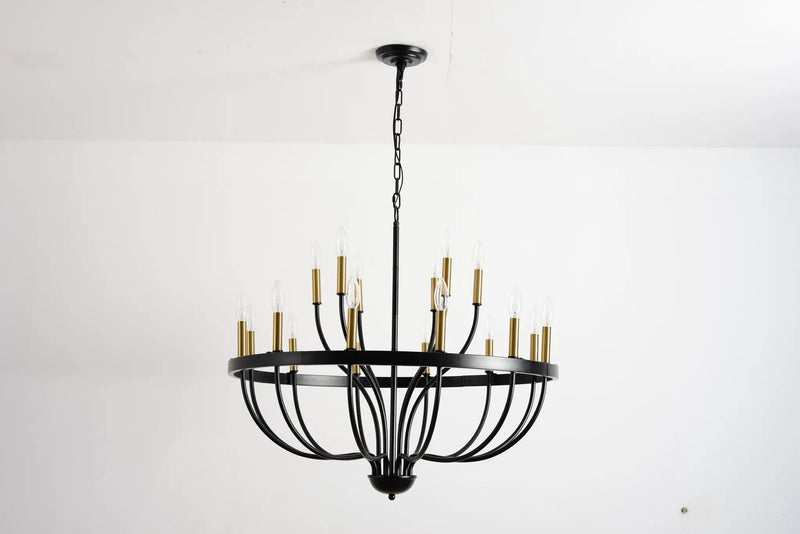 15-Light Industrial Iron Candle Chandelier Modern Farmhouse Pendant Light by HouseOfZazla