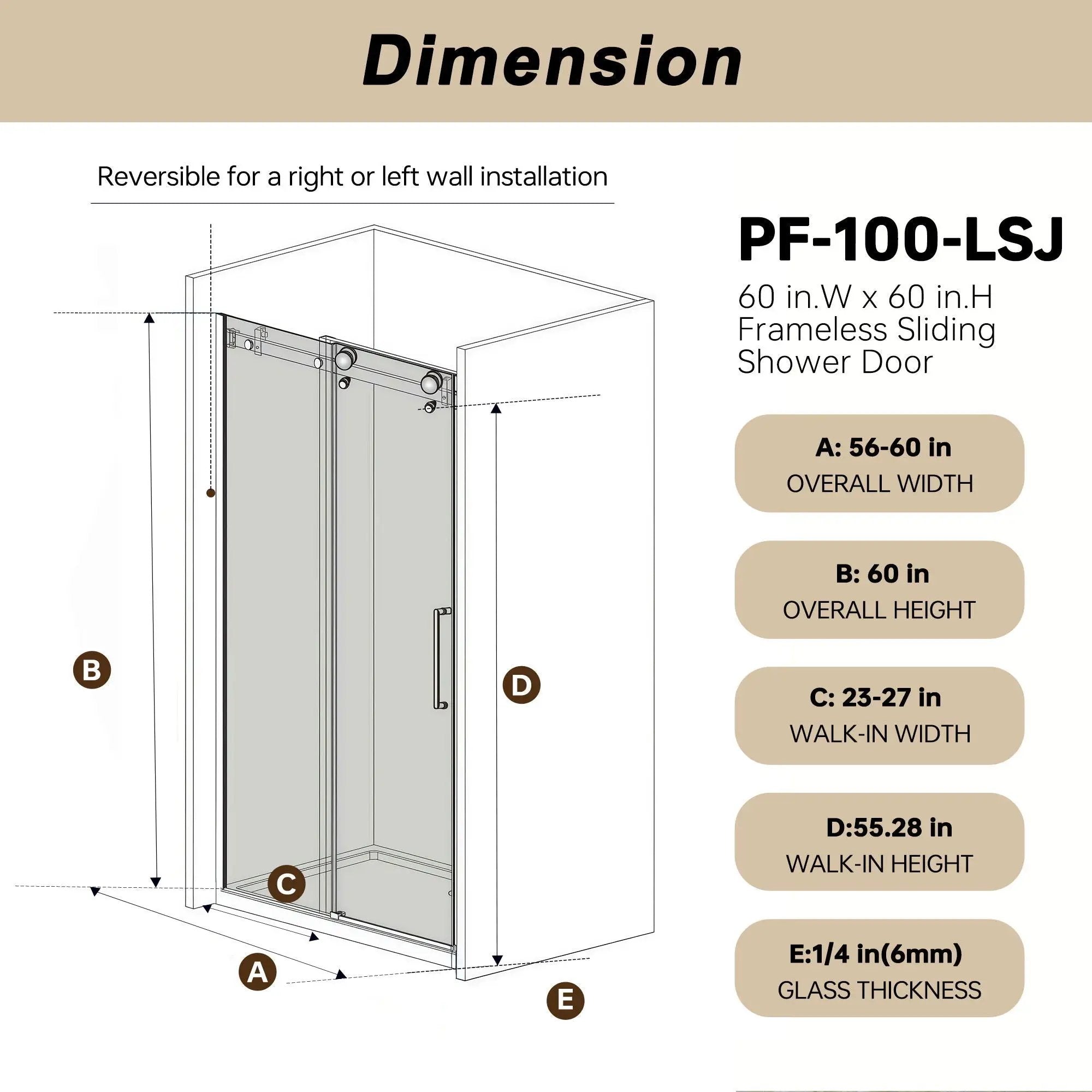 Frameless Single Sliding Shower Door With Handle And Square Tube Track by HouseOfZazla
