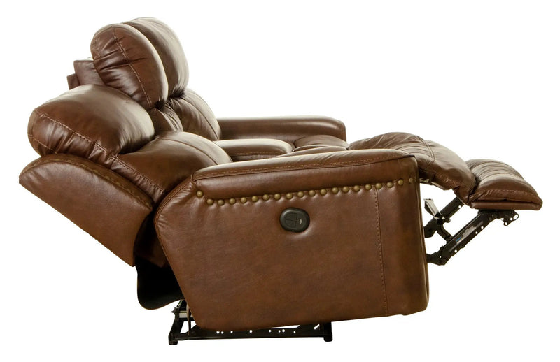 Ceretti - Power Reclining Console Loveseat - Brown Top Grain Italian Leather Match by Unique Piece Furniture