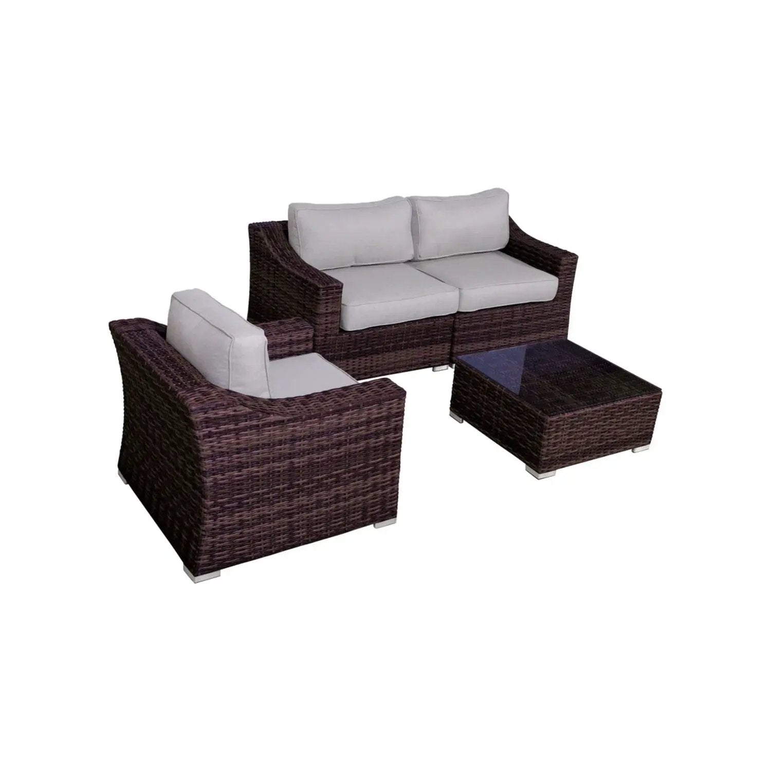 Outdoor Wicker Conversation Set With Cushions, All Weather by Unique Piece Furniture